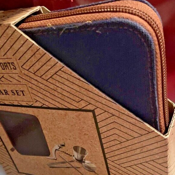 Crafted Imports 5-Piece Travel Bar Set Case Corkscrew Shot Glass Ice Tongs - Picture 5 of 7